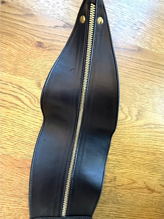 Raina Gaga Black Leather Corset Waist Belt Gold Zip Wide Statement Belt S/M NWT main image 10